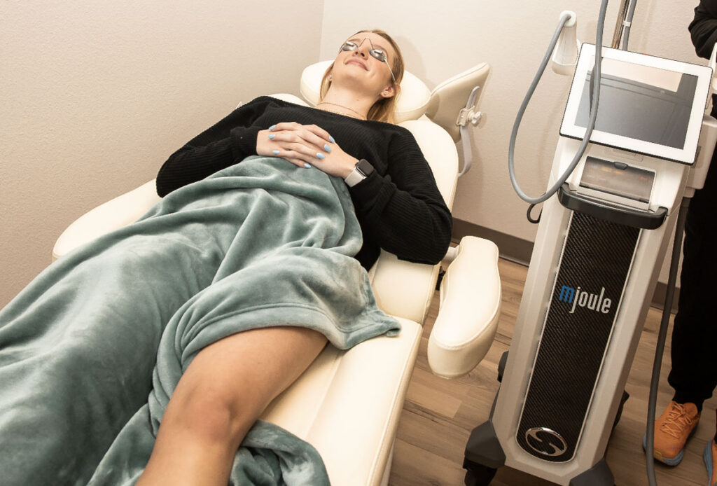 Woman ready for laser hair removal treatment